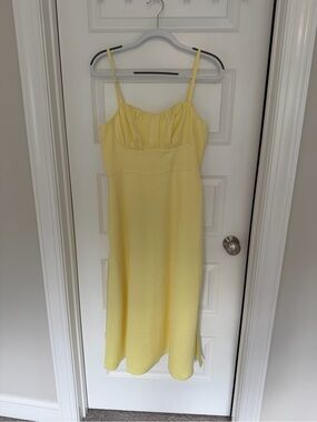 LOFT Lemon-Yellow Spaghetti Strap Midi Dress